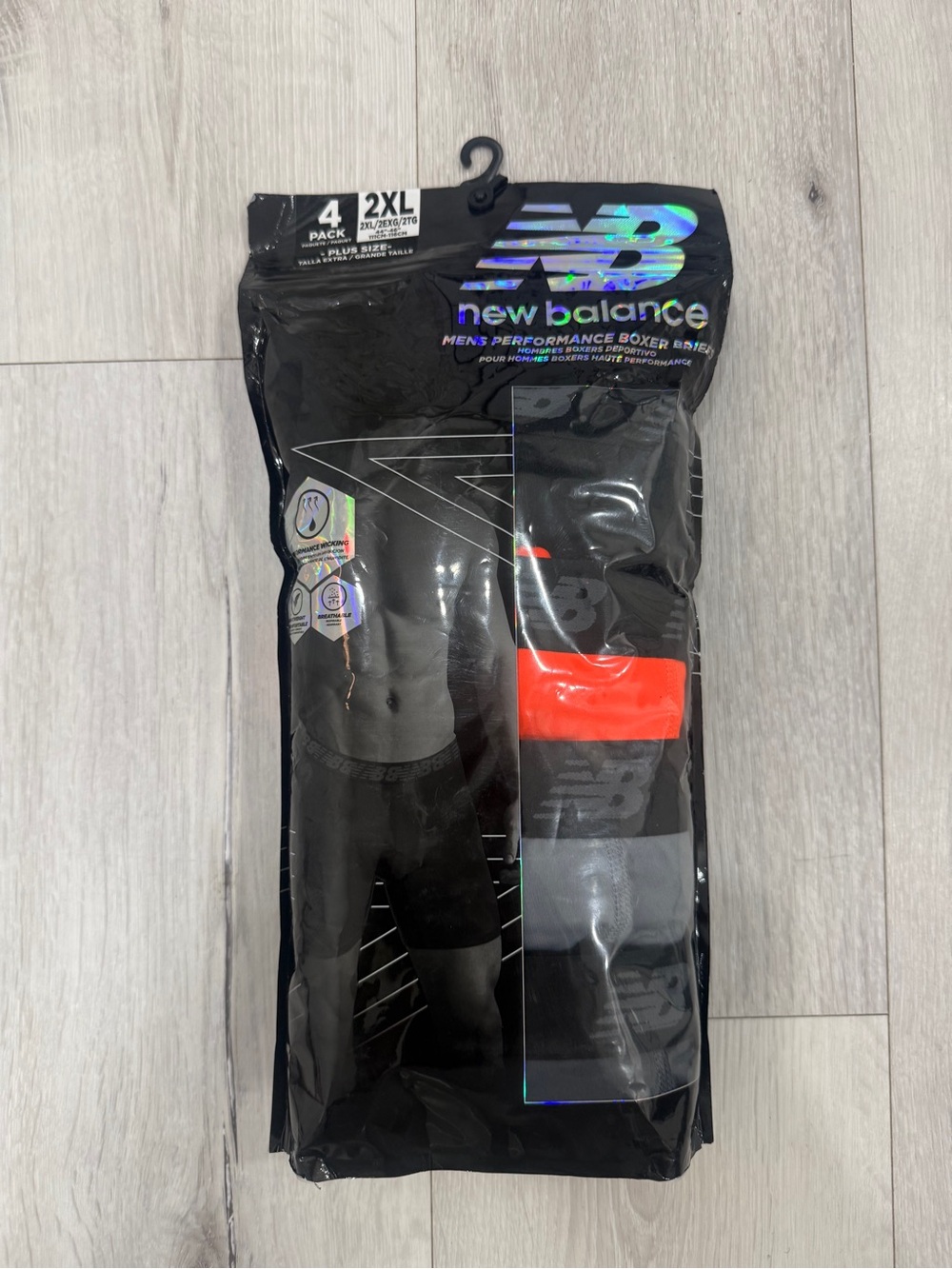 4 pack Authentic New Balance Men's Performance Boxer Briefs - Black, Gray, Red